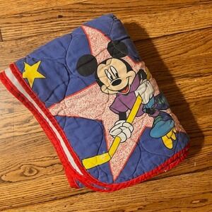 Vintage Blue Mickey Mouse Sports Star baby blanket